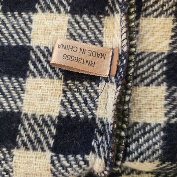 Boho Plaid Blanket Shawl Scarf Poncho Wrap Ruana Fall Winter Rust Sage Fringe - Picture 3 of 6